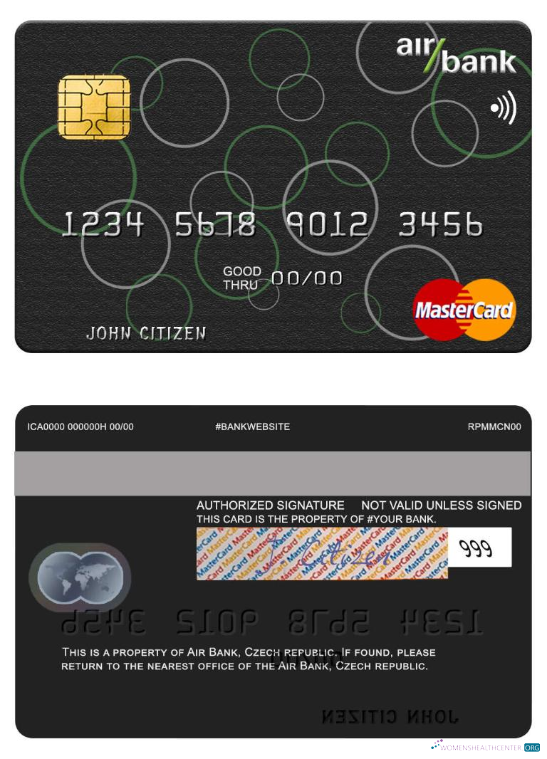 Download Czech Air Bank mastercard Photoshop template